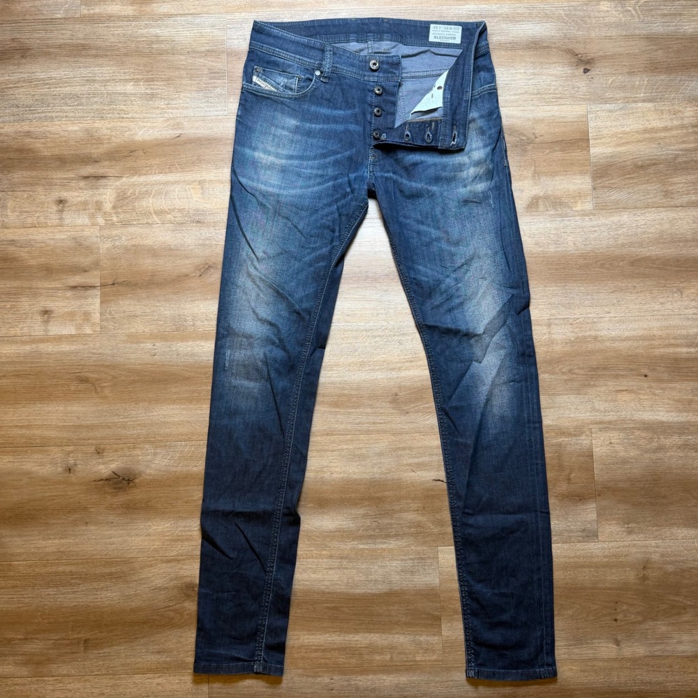 Diesel Sleenker Jeans Mens 31x32 Blue Slim Skinny Stretch Dark Wash 0837J Denim‎
